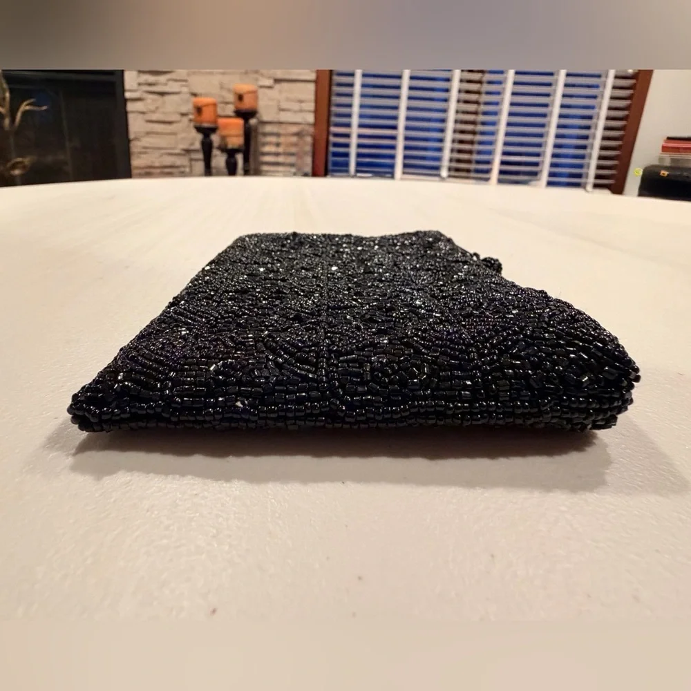Women’s small beaded black bag